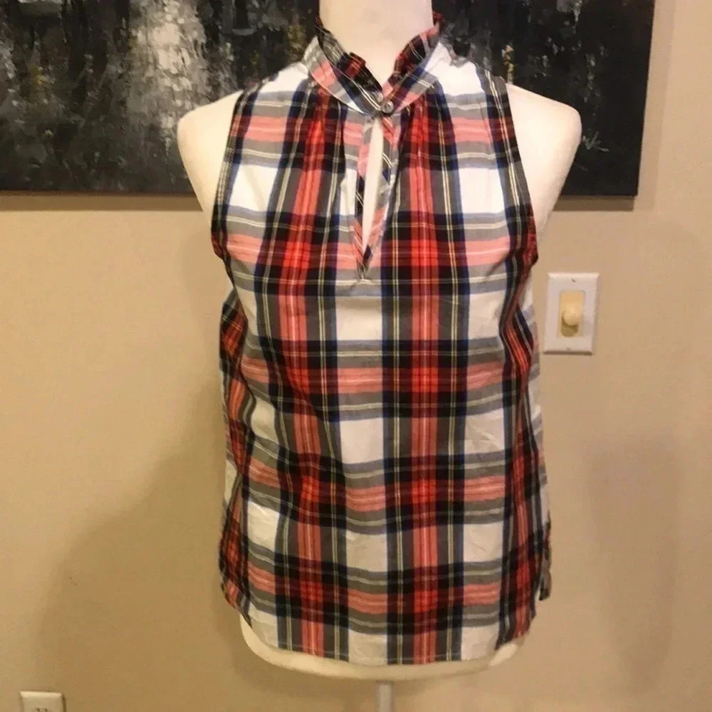 NWT J. Crew Stewart Tartan ruffle top-Size 00